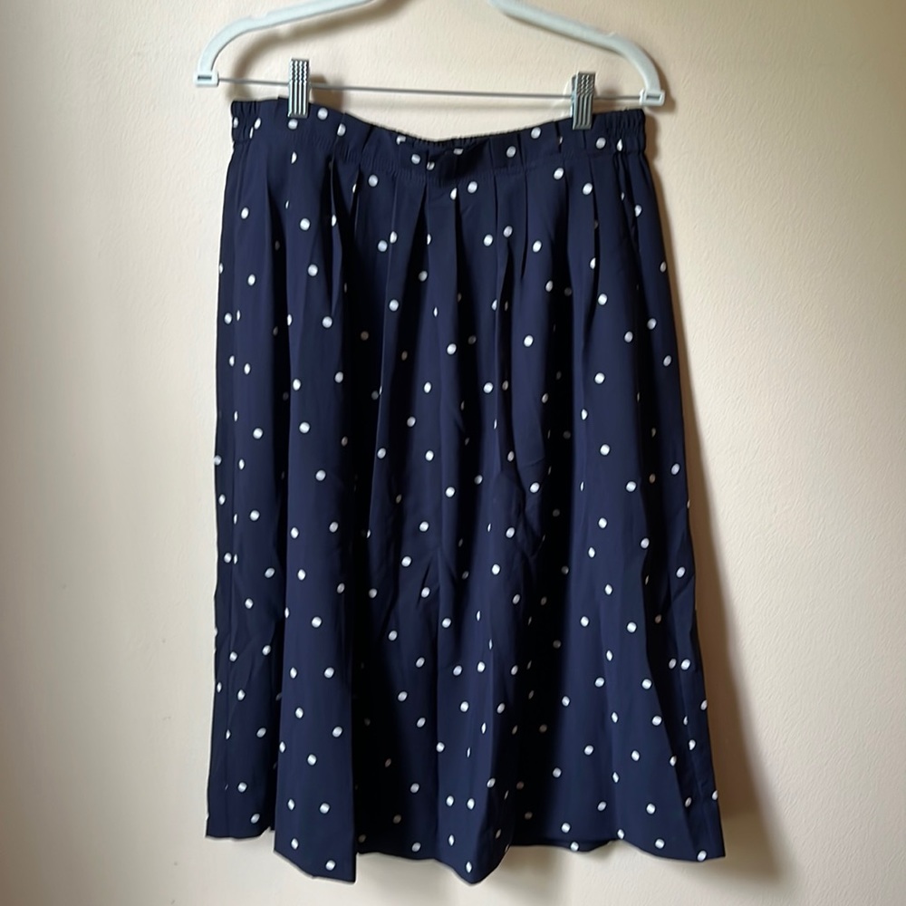 Jcrew polka dot pleated midi skirt